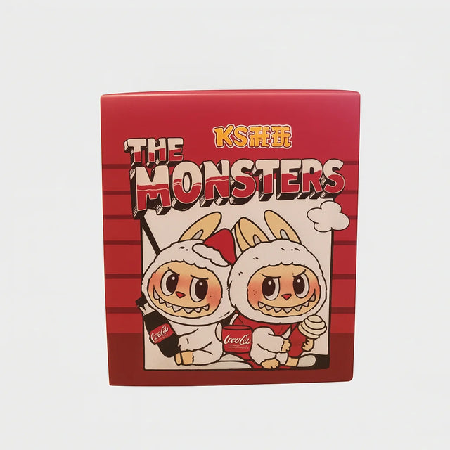 L Monsters collectable toy box with red background and two cartoon characters holding drinks – Ireland
