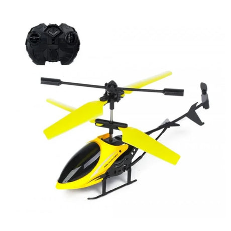 Yellow RC helicopter and controller on white background – Ireland