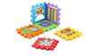 LeapFrog 6-in-1 Snap & Learn Busy Cube panels opened flat showing beads, sliding panel and spinning features