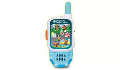 Blue LeapFrog Hero Helpers walkie-talkie with hero scene screen and speaker grille – Ireland.