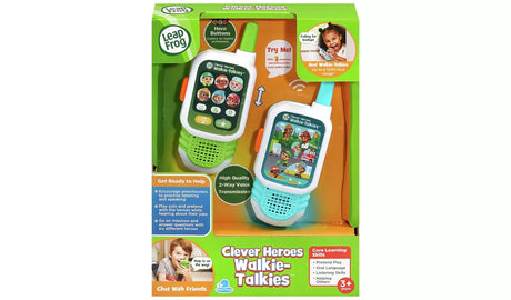 LeapFrog Hero Helpers Walkie Talkies boxed set showing two handsets and features – Ireland.