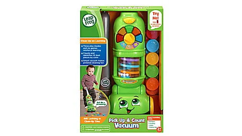 LeapFrog Pick Up & Count Vacuum retail box with features displayed – Ireland.