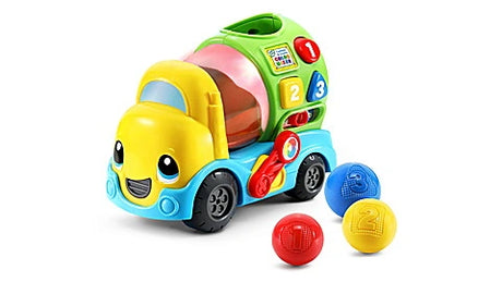 LeapFrog Popping Colour Mixer Truck with red, yellow and blue balls beside it
