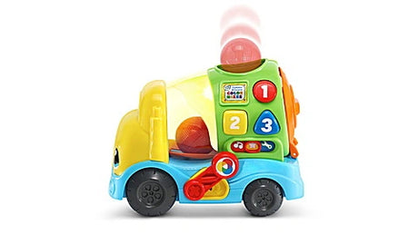 Side view of LeapFrog Popping Colour Mixer Truck with red ball above the mixer