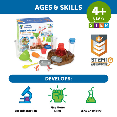 Learning Resources Fizzy Volcano Preschool Science Lab ages and skills information