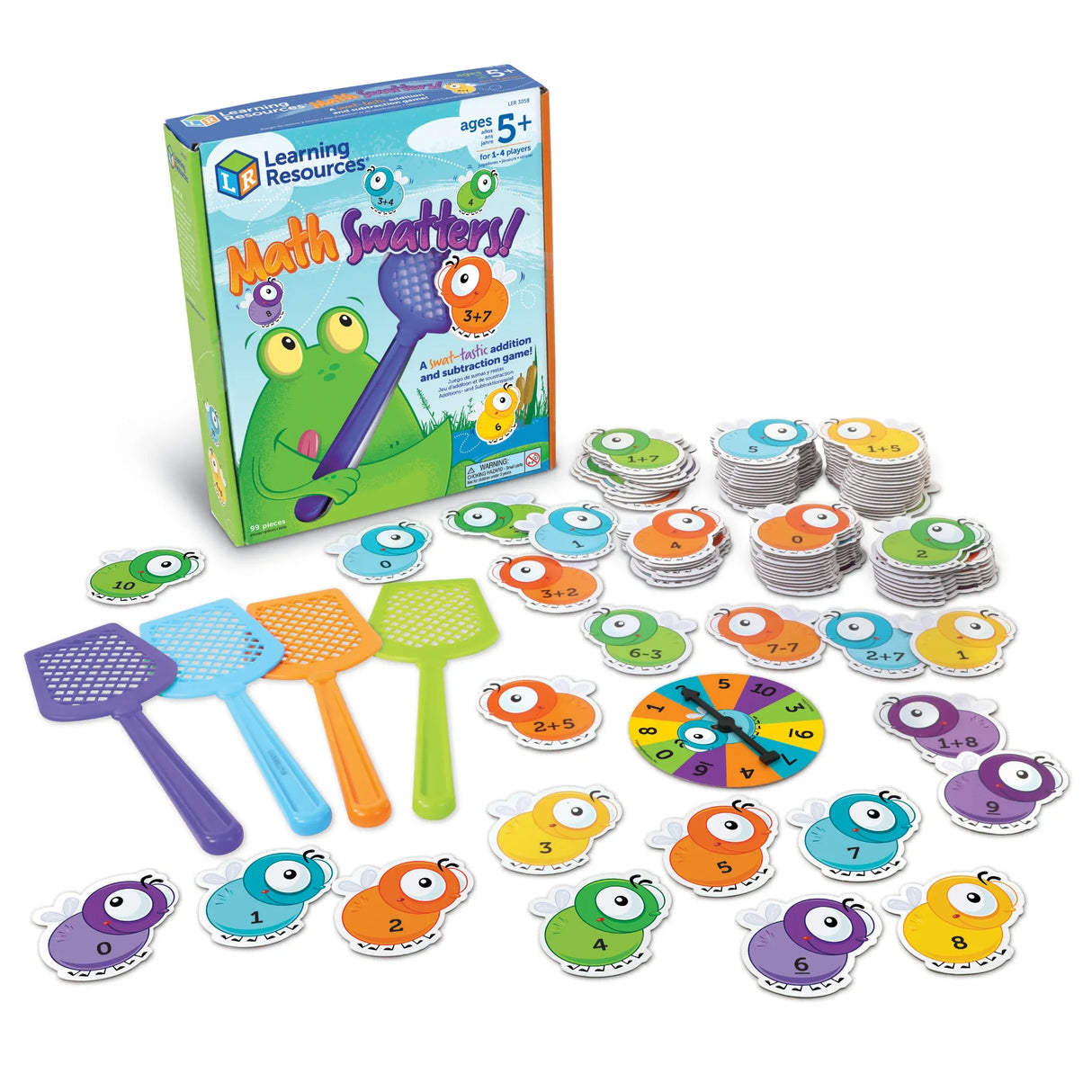 Math Swatters game box with fly cards, spinner, and swatters displayed – Ireland