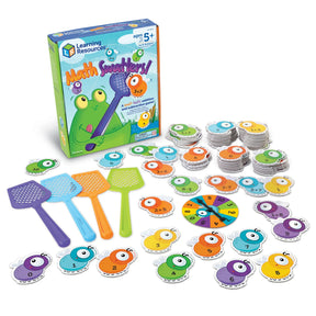 Math Swatters game box with fly cards, spinner, and swatters displayed – Ireland