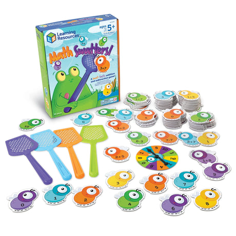 Math Swatters game box with fly cards, spinner, and swatters displayed – Ireland