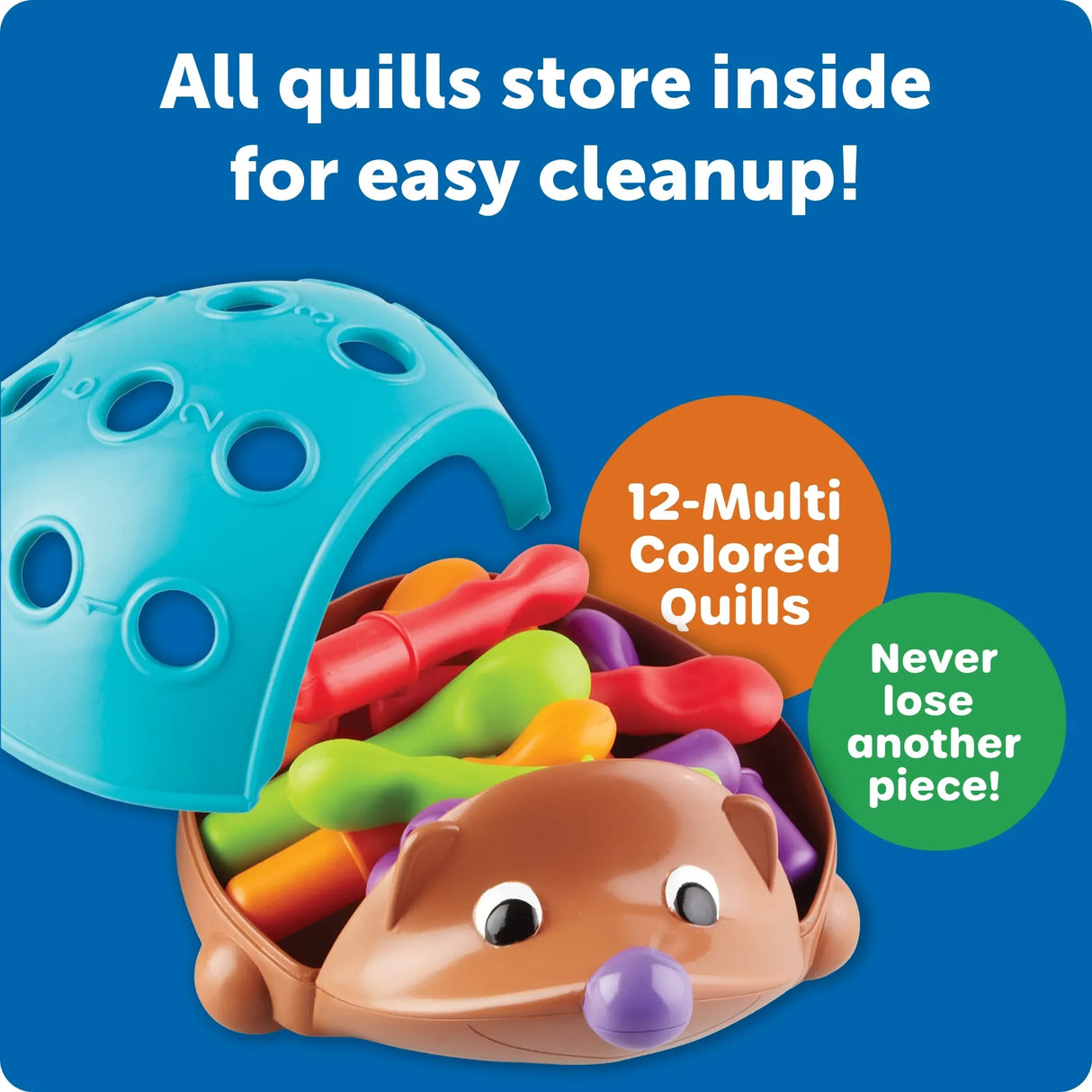 Open hedgehog with multi-colour quills stored inside for cleanup – Ireland
