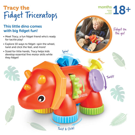 Diagram showing the ten sensory features of the Tracy Fidget Triceratops – Ireland