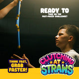 LeftField Toys Clutching At Straws Reaction Game image showing falling blue foam straws with game logo and challenge text