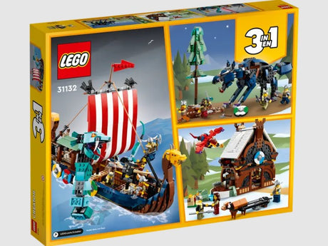 LEGO Creator 31132 box back showing all 3 Viking builds