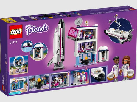 Back of LEGO Olivia’s Space Academy box 41713 showing shuttle, lab, and classroom – Ireland