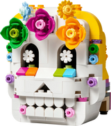 Skull side of the LEGO Altar of the Dead 40811 model decorated with colourful flowers