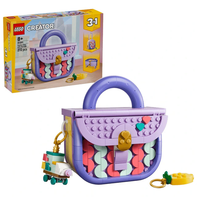 LEGO Art Fashion Bag with Storage 31391 box with fashion bag model and key chain accessories