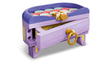 LEGO storage box build with open drawer, patterned top and gold ring handle
