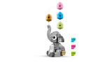LEGO baby elephant build with balloon stack and blue, pink and green colour options