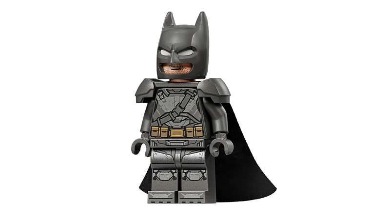 LEGO Batman armoured minifigure with black cape and printed suit detail from Batmobile 76331 set