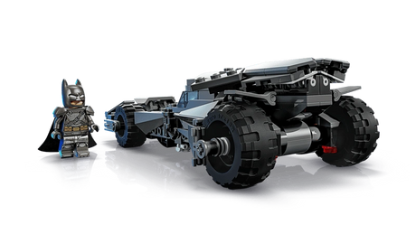 LEGO Batman Batman v Superman Batmobile 76331 rear view showing large back tyres, engine detail and Batman minifigure