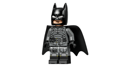 LEGO Batman minifigure with black cape and printed suit detail from The Batman Batmobile 76332 set