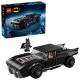 LEGO Batman The Batman Batmobile 76332 set showing black Batmobile model with Batman minifigure and retail box