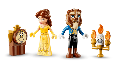 LEGO Belle, Beast, Lumière and Cogsworth figures from the Enchanted Castle set