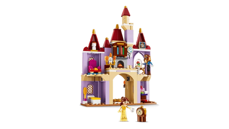 LEGO Belle & the Beast's Enchanted Castle interior with Belle and Beast figures beside castle rooms