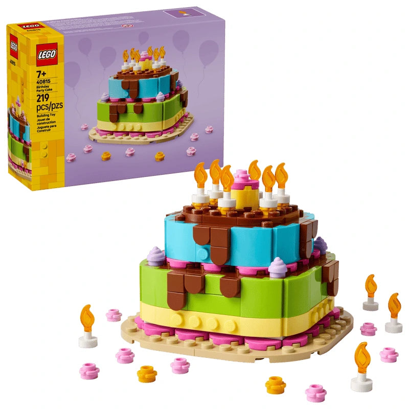 LEGO Birthday Party Cake 40815 box with colourful birthday cake model, candles and decorations