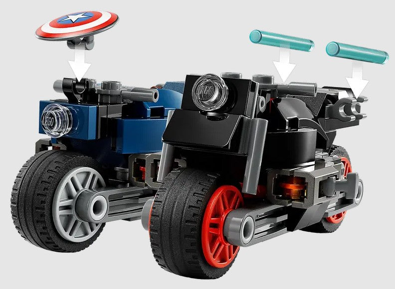 LEGO Marvel 76260 side view of motorcycles with blasters and accessories Ireland