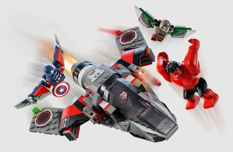 LEGO 76292 Captain America and Falcon flying fighter jet in Red Hulk battle Ireland