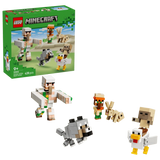 LEGO Chicken Jockey Desert Attack 21592 box with Minecraft figures including iron golem, wolf, rabbit, villager and chicken jockey