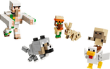 LEGO Minecraft iron golem, grey wolf, rabbit, villager and chicken jockey figures
