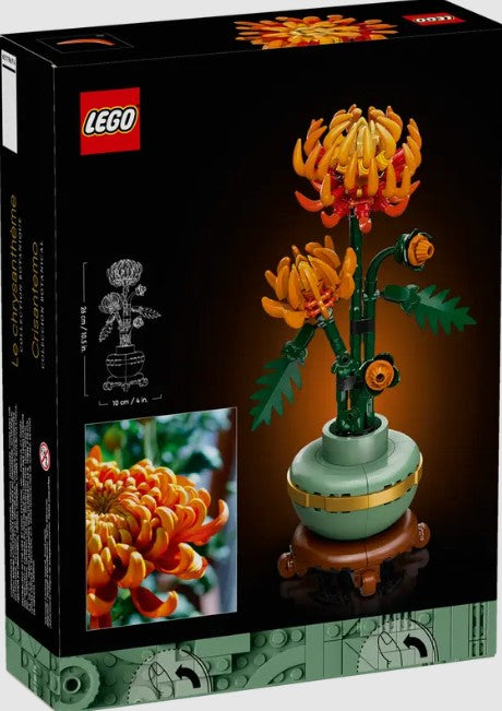 LEGO Chrysanthemum 10368 back of box with real flower photo – Ireland