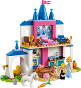 LEGO Cinderella Animal Friends Castle with blue roof, pink tower, stable, Cinderella figure and animal figures