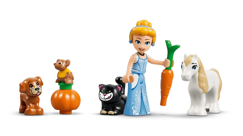 LEGO Cinderella figure with dog, mouse, pumpkin, cat, pony and carrot accessories