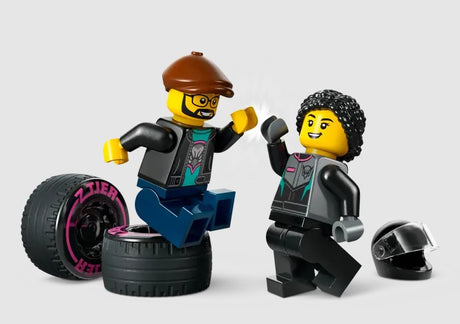 LEGO City 60406 race driver and truck driver minifigures high-five Ireland