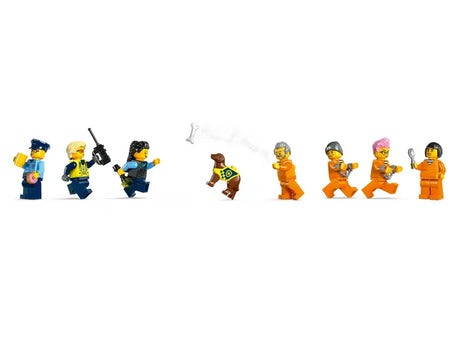 LEGO City 60419 minifigures set including police officers, prisoners, police dog and accessories on white background in Ireland