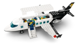 LEGO City passenger airplane with open cabin, fold-down stairs and minifigures inside