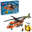 LEGO City Coast Guard Helicopter 60503 retail box front showing red helicopter, rescue capsule, shark, four minifigures, set number 60503, age 7+ and 551 pcs printed on packaging