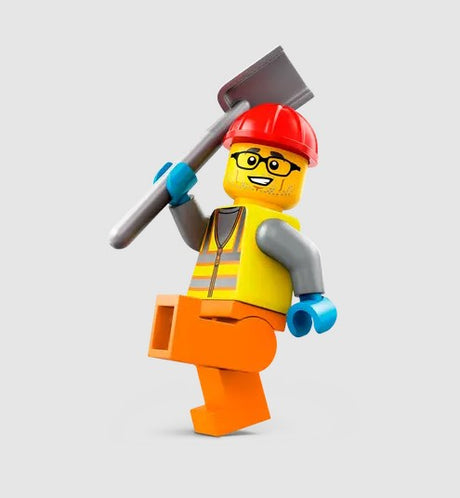 Close-up of construction worker minifigure from LEGO 60401 set – Ireland