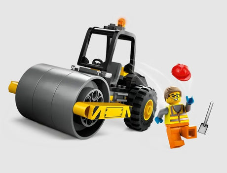 LEGO Construction Steamroller in motion with driver minifigure – Ireland