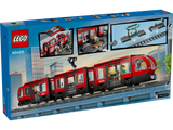 LEGO City Downtown Streetcar and Station box back showing tram, platform and removable section panels
