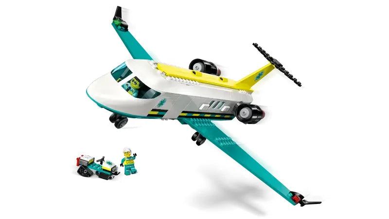 LEGO City Emergency Air Ambulance Airplane 60645 in flight with minifigures and sled Ireland