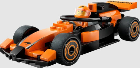 LEGO City F1 McLaren Race Car 60442 with driver minifigure front view Ireland