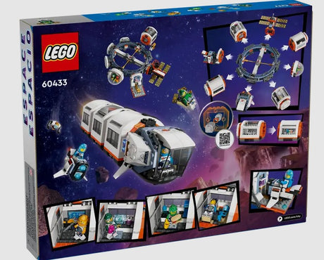 Back of LEGO 60433 box showing space train configuration and scenes – Ireland
