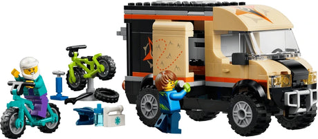 LEGO City Mountain Bike Adventure Van with two minifigures, two mountain bikes and bike repair accessories