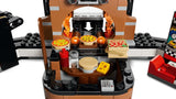 LEGO City pizzeria oven interior with pizzas, drinks, cheese, cash register and food prep accessories
