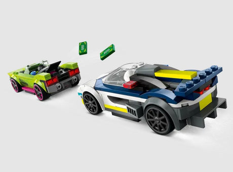 LEGO City 60415 police car chasing green muscle car action shot Ireland