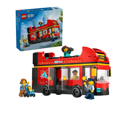 LEGO City Red Double-Decker Sightseeing Bus with minifigures and city tour details – Ireland