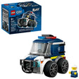 LEGO City Rides police truck displayed beside the retail box with a police officer junior minifigure shown next to the vehicle
